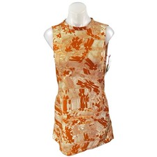 NEW Open Edit Coral Floral Geometric Sleeveless Cutout Mini Shift Dress Size S