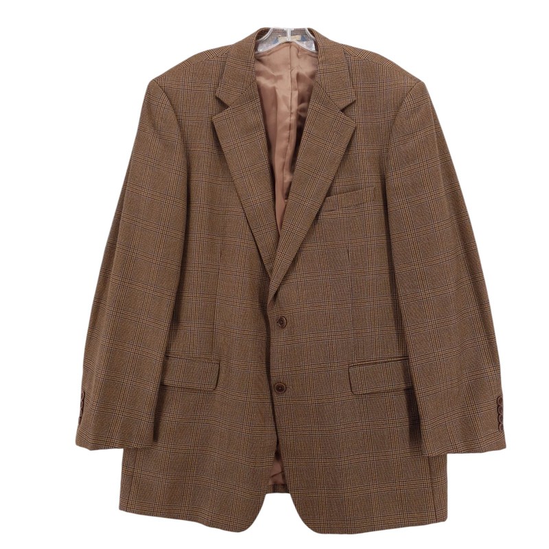 BROOKS BROTHERS Brown Glen Plaid Blazer Sport Coat Jacket EUC Size 44L