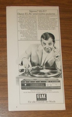 Seltene Werbung vintage ELAC HiFi Anlagen Plattenspieler - DJ Chris Howland 1969