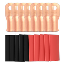 8PCS 4/0 AWG Copper Lugs 3/8 Ring Terminals w/ Adhesive Heat Shrink