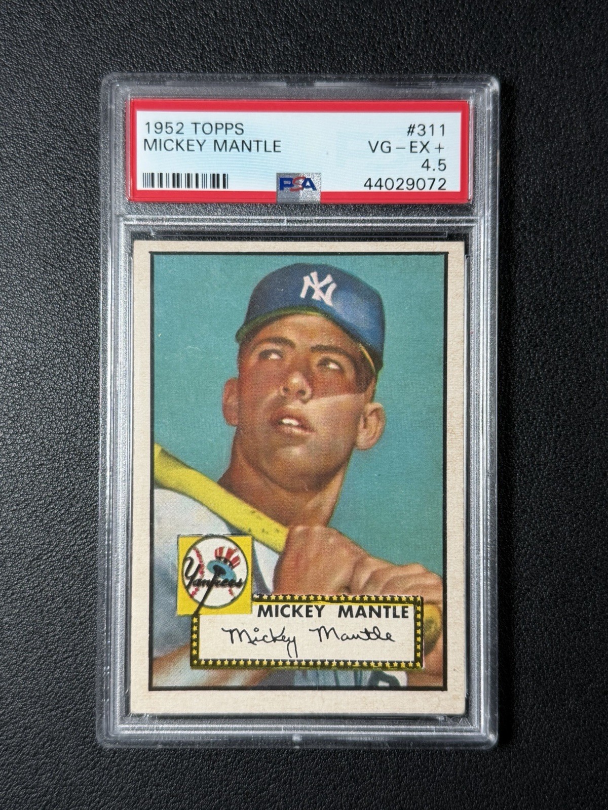 MICKEY MANTLE PSA 4.5 1952 TOPPS BASEBALL #311 ROOKIE RC YANKEES GREAT APPEAL!