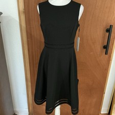 Calvin Klein Black Sleeveless Fit & Flare Dress Size 6 NWT Classic LBD Whimsy