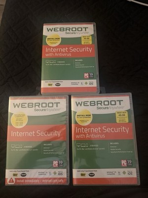 3 SEALED Webroot Secure Anywhere Internet Security 3 Devices Windows/Mac/Android