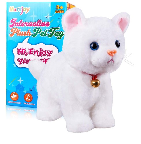 CAT ROBOT TOY White Plush Stuffed Animal Interactive Robotic Electronic MARSJOY