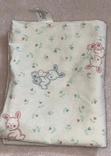 Hospital Baby Receiving Blanket Swaddle VTG Pink Blue Bunny Rabbits WPL1675 HTF