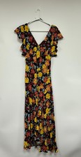 Women's Nobody's Child Black Floral Loubelle Midi Agnes Dress Size UK 8