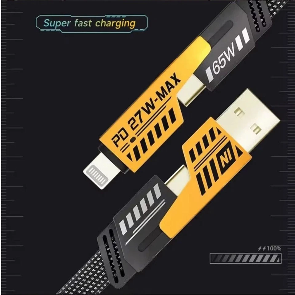 4 in 1 Multi USB PD Charger Charging Cable Cord For iPhone USB C Samsung Android - Image 3 of 4