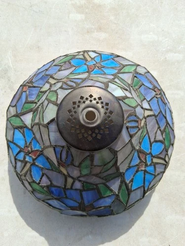 antique stained glass lamp shade multicolore