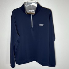 Peter Millar Perth 1/4 Zip Pullover Men s XL Navy Performance Golf Company Logo
