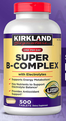 FREE SHIPPING -Kirkland Signature Super B-Complex with Electrolytes, 500 Tablets