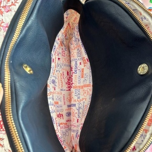 Kipling Melany Crossbody Handbag Nylon Vegan Leather Trim Gray Blue - Picture 13 of 16
