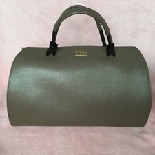 Mint Cond. Furla Saffiano Patent & Smooth Leather Candy Doctor Bowling Hand bag