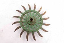 Vintage John Deere Farm Implement Rotary Hoe Wheel Green Paint Steampunk