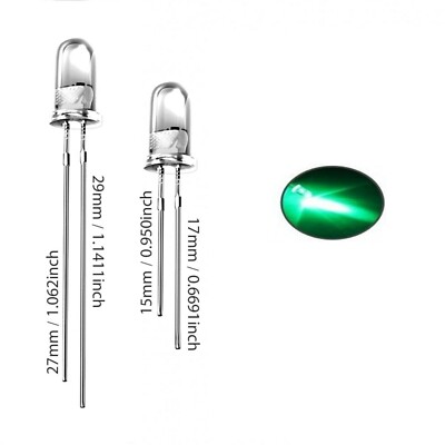 3 mm LED KLARE LINSE TRANSPARENT Lampe Leuchtdiode kurze/lange Beine