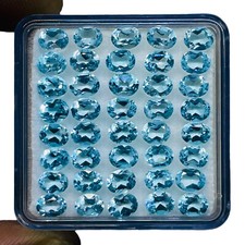VVS 40 Pcs Natural Blue Topaz 5x4mm Oval Cut Top Quality Loose Gemstones Lot