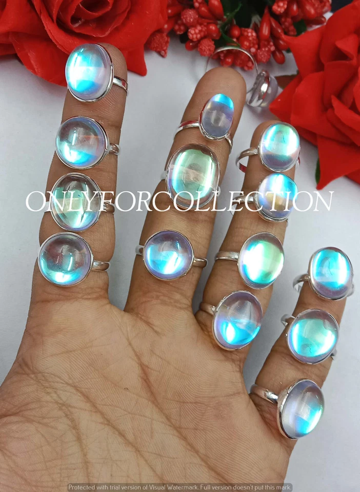 Buy Mystic Topaz Gemstone 925 Sterling Silver Plated Bezel Rings Lot 10pcs - Image 3 of 4