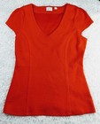 Anthropologie Postmark Women's Size M Red Astor Ponte Seamed Top