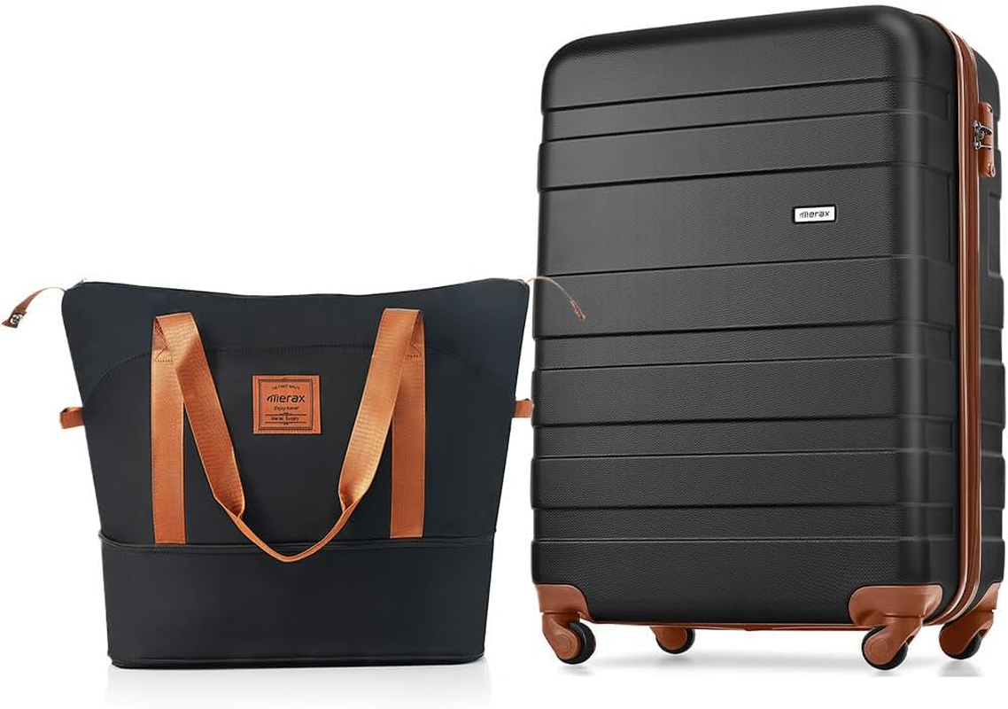 Hardshell Spinner Luggage with TSA Lock Lightweight Black Brown Suitcase