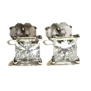 GIA 14k white gold 1.92ct VS1 VS2 I H princess diamond stud earrings NATURAL