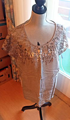 Damen T Shirt '' Taifun '' Gr. 46, Grau mit Pailetten
