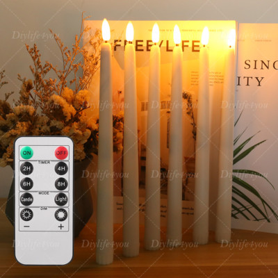 12 Pcs Flickering Flameless Taper Candles Light with Remote Control Timer Dimmer
