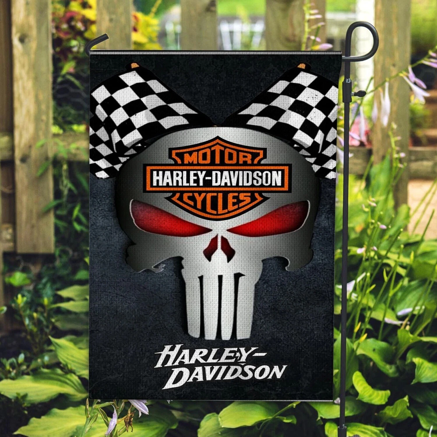 H Davidson House & Garden Flag – Motorcycle Decor for Home or Yard