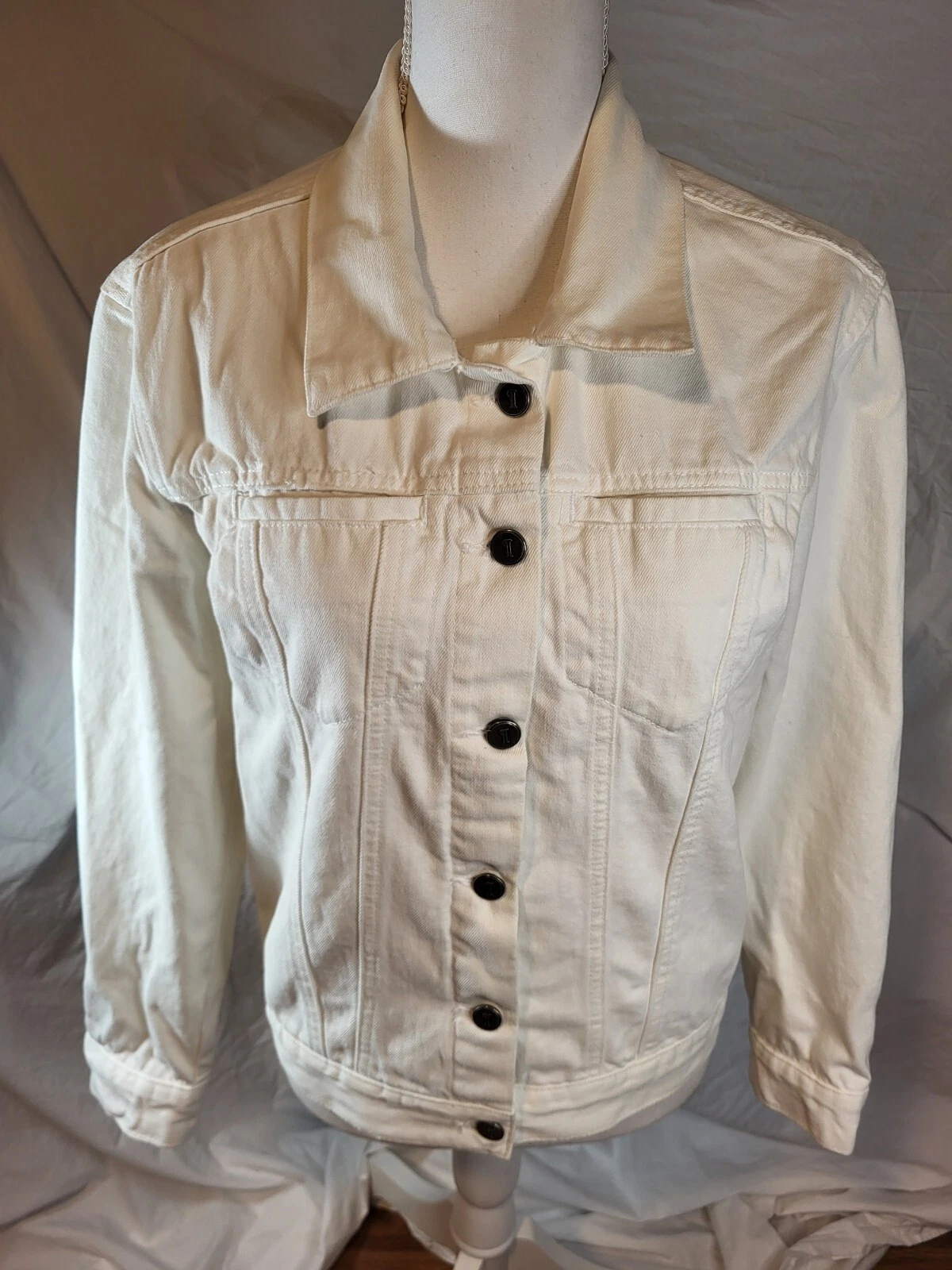 Anthropologie Pilcro and the Letterpress Denim Cropped Jacket White S