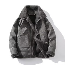 Mens Thick Jacket Winter Lamb Coat Loose Cotton Fleece Lining Warm Outwears Hot