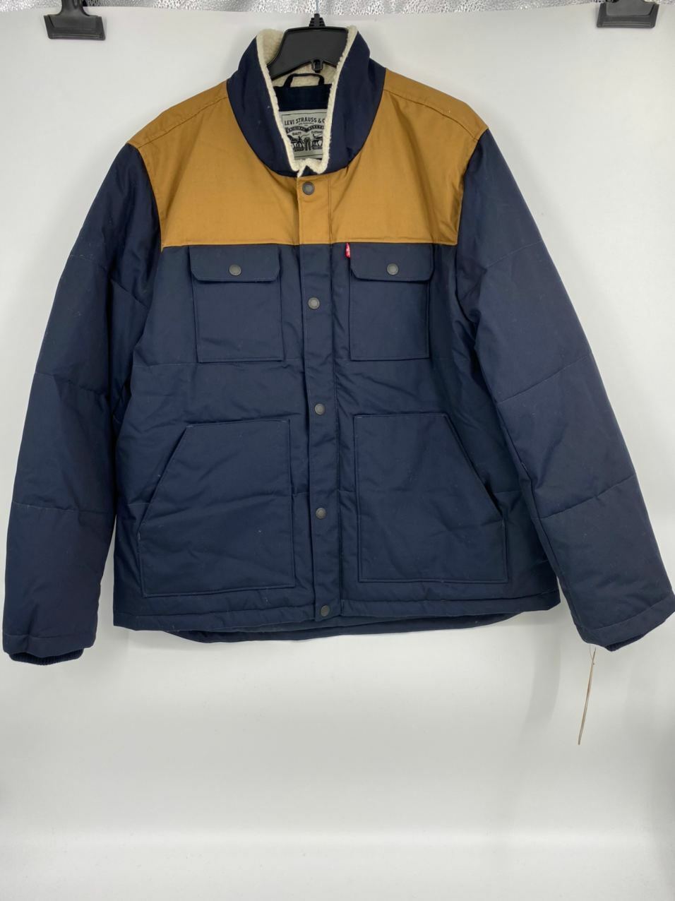 New Levi's mens ultra loft insulated jacket Sz XXL navy brown Cotton U55 |  eBay