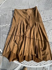 Ralph Lauren black label Skirt Brown goat Suede leather Size 2 made in ITALY