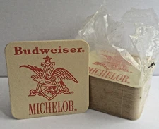 50+ Budweiser Michelob Double Sided Beer Bar Coasters NEW in Open Pkg