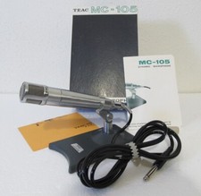 Vintage Teac Mc-105 Dynamic Microphone Silver Original Box W/ Cable & Stand