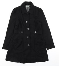 Therapy Womens Black Pea Coat Size 12 Button