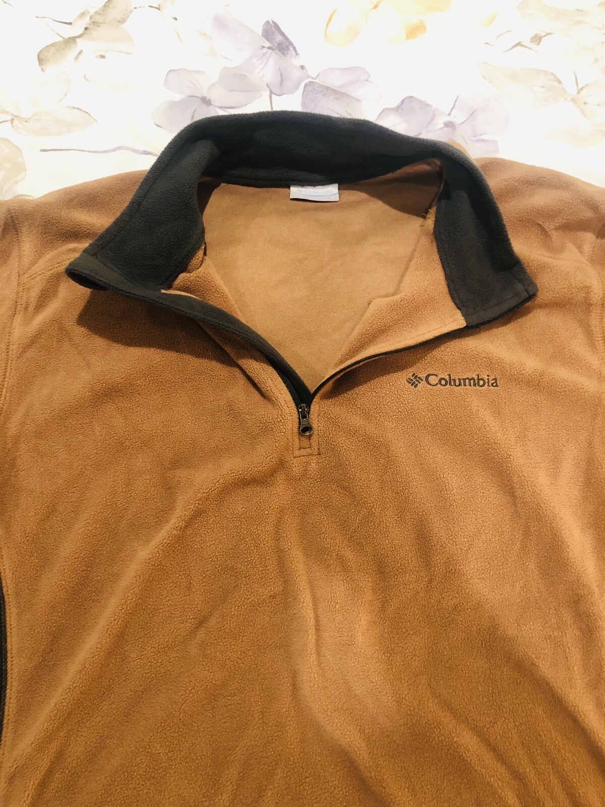 Columbia Fleece Polyester QuarterZip Pullover Sweater Brown Men’s Size