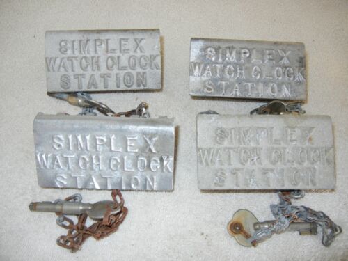 Vintage Simplex Watch Clock Station w/Key and Chain Aluminum