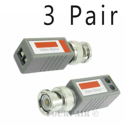 6pcs 3 Pair CCTV Camera Coax BNC AHD TVI Video Balun Transceiver to CAT5e/6 5MP