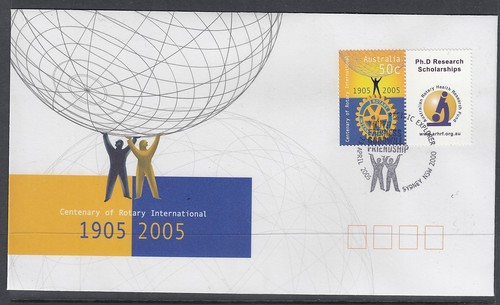 2005 50¢ Centenary of Rotary SG 2517 set of 9 tab pairs on 9 exhibition covers. - Picture 3 of 10