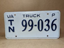 Virginia VA Truck License Plate Vintage TAG TN 99-036