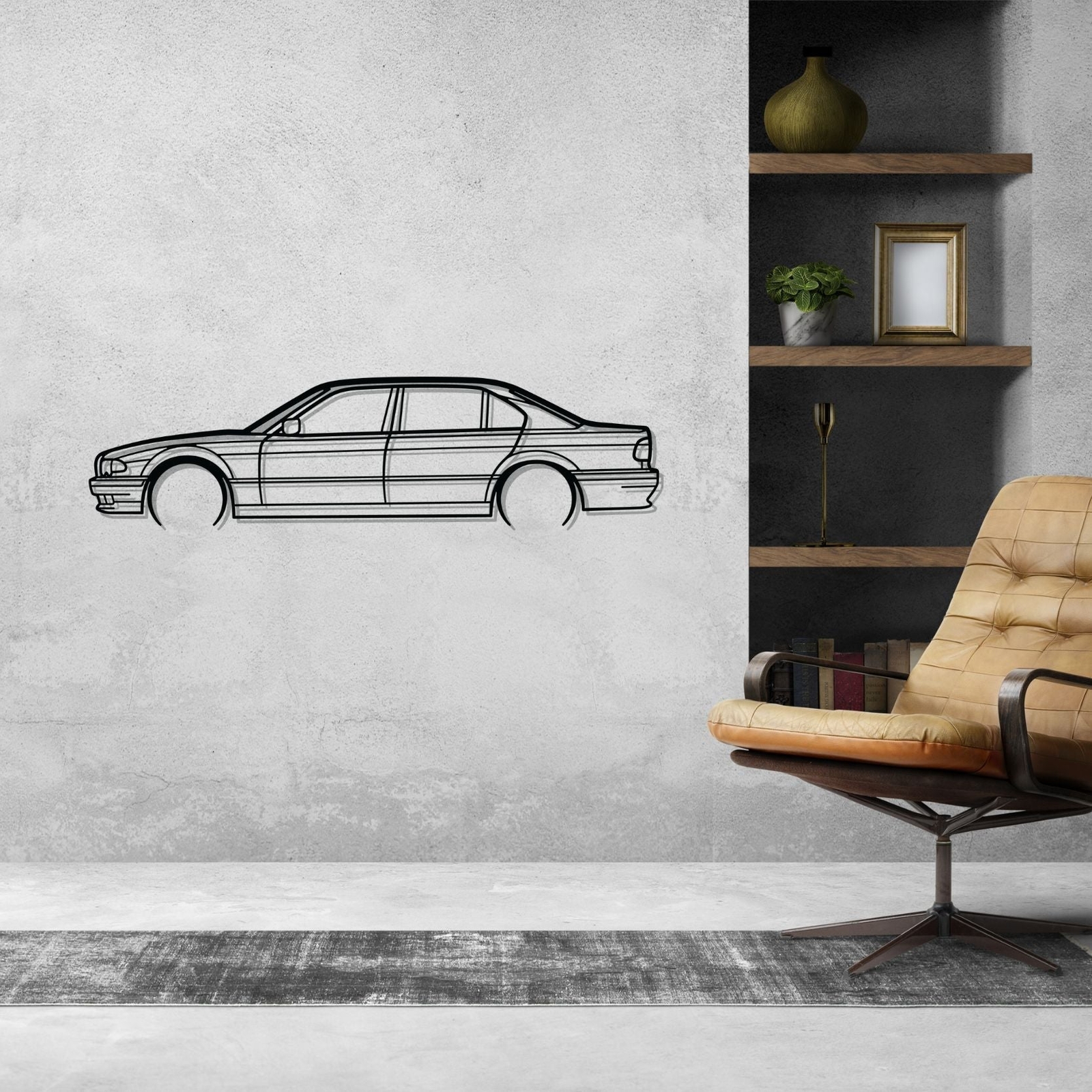 Wall Art Home Decor 3D Acrylic Metal Car Auto Poster USA Silhouette E38 740i