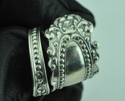 Massiv 925 Sterlingsilber Spiegel Blume Blumenmuster verstellbarer Löffelring