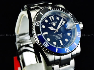 Legend Men 200m Deep Blue Batman Diver Automatic Sapphitek Black Dial SS  Watch
