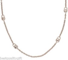 NEW-MICHAEL KORS POLISHED ROSE GOLD LONG CHAIN LOGO PADLOCK NECKLACE MKJ2460