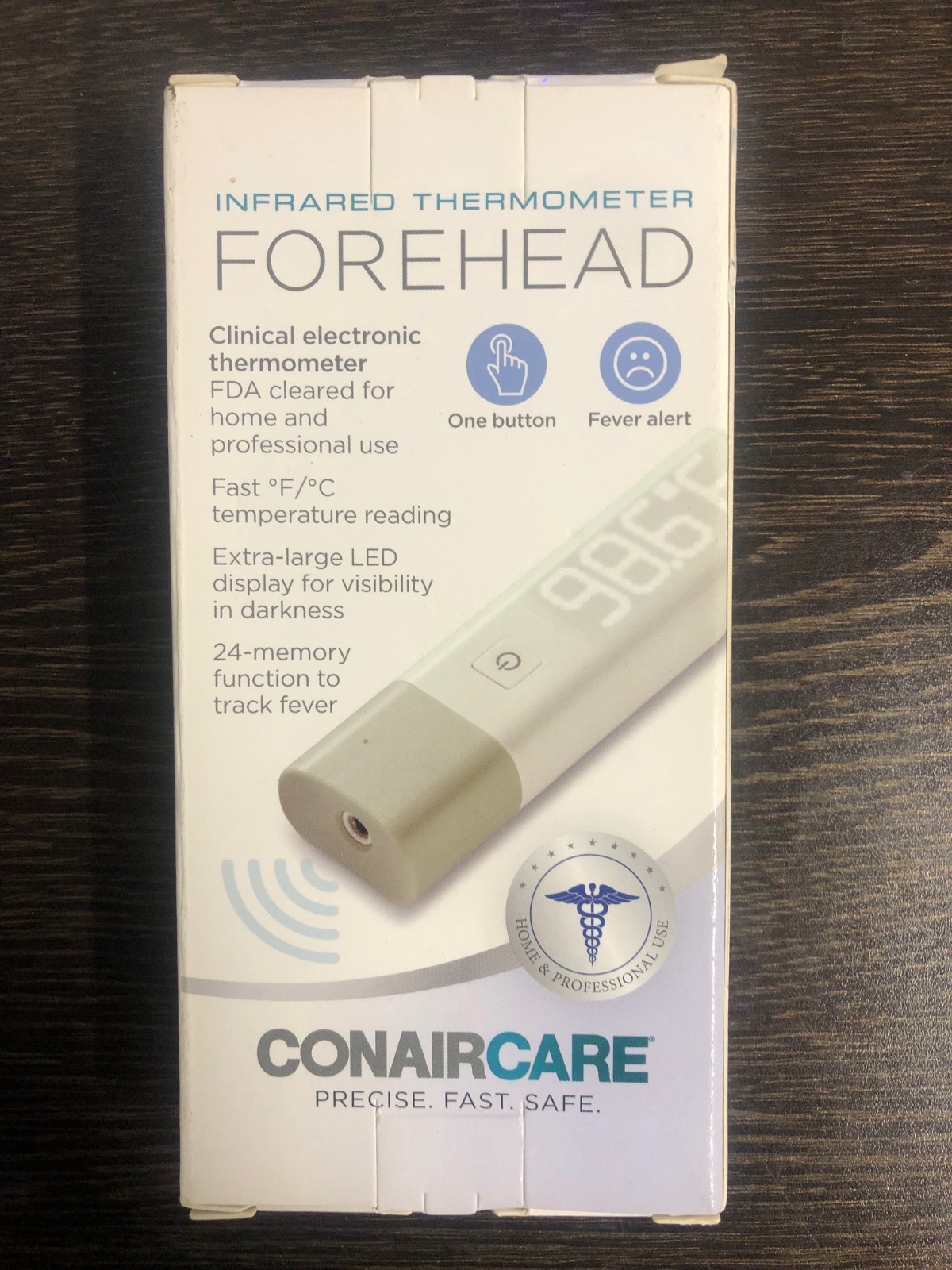 ConairCare Infrared Forehead Thermometer Fever Alert LED Display