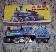 Vintage Tin Litho Friction Train In Original Box