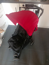Travel Pram, Single Pushchair Red/Black Folding, Basket, Adjustable Rest