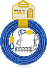 Dog Tie Out Cable 30Ft with Spring, Heavy Duty Dog Leads for Yard