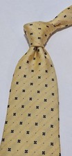 Zadi Andrew's Men's Woven Silk Tie 61"x 3.75" Yellow  Navy Blue Geometric Pat.