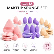 12PCS Makeup Sponge Set Beauty Blender Powder Puff Soft Cosmetic Applicator