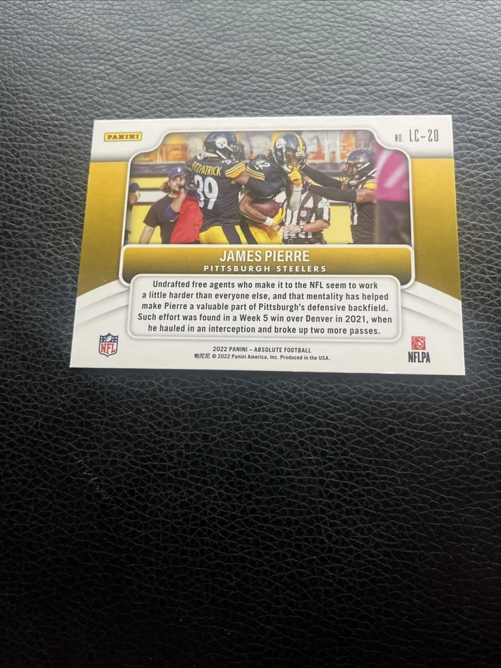 2022 Panini Absolute - Last Call James Pierre #LC-20 (RC) Pittsburgh Steelers - Image 2 of 2