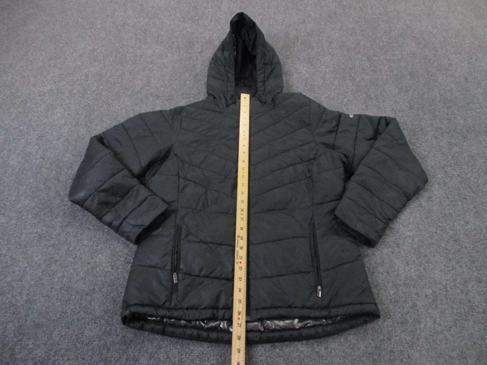 Chaqueta Columbia Mujer M Negra Puffer Forrada Térmica Exterior Acolchada Parka Foto 3 de 4